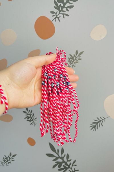 ELMATOLYE Marteniçka Red White Thread Evil Eye Beaded Lucky Thread 10 Pieces Mart Thread Bracelet Gift Henna Bright