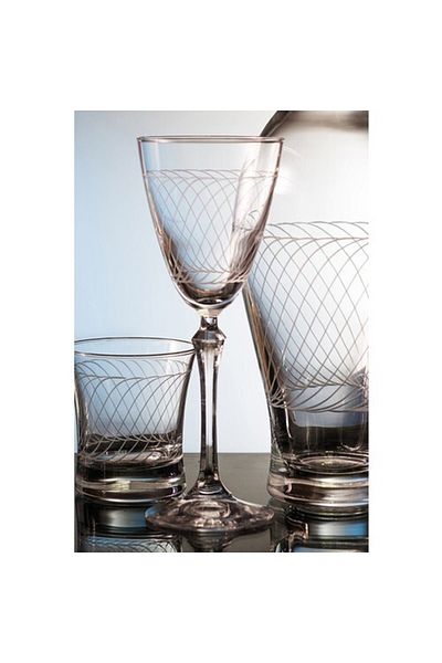 KCD Linda Cut Hand Decor Gilded Patterned Glass 6 Pieces Glass Goblet with Foot
