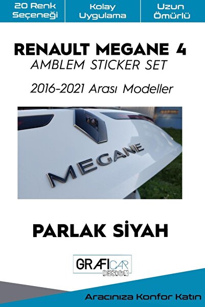 GRAFİCAR Renault Megane 4 Amblem Kaplama Sticker Set Parlak Siyah