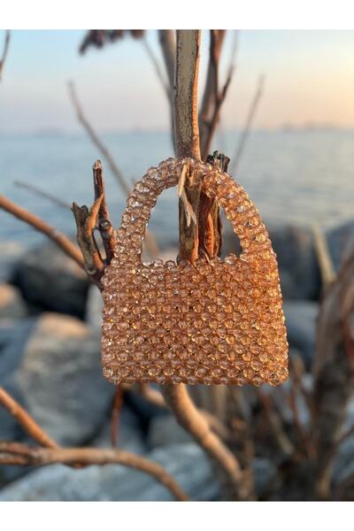 ELAY COLLECTİON Κεχριμπάρι Τσάντα με Χάντρες - Χειροποίητη
