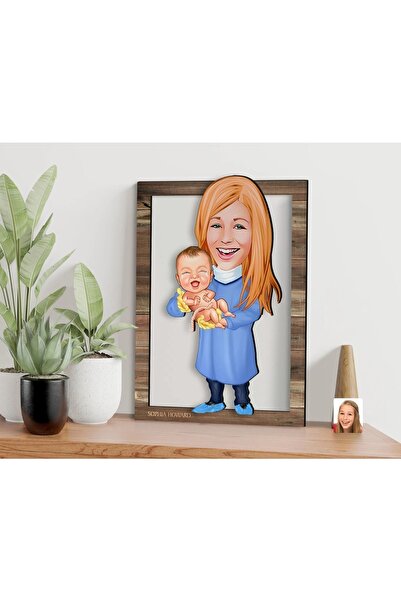 Bk Gift Kişiye Özel Kadın Doğum Uzmanı Karikatürlü 3d Ahşap Tablo, Sevgiliye ...