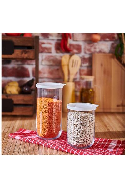 Emr züccaciye Storage Container Set of 6 - Glass Jar Food Storage Container Set 3 Sizes White