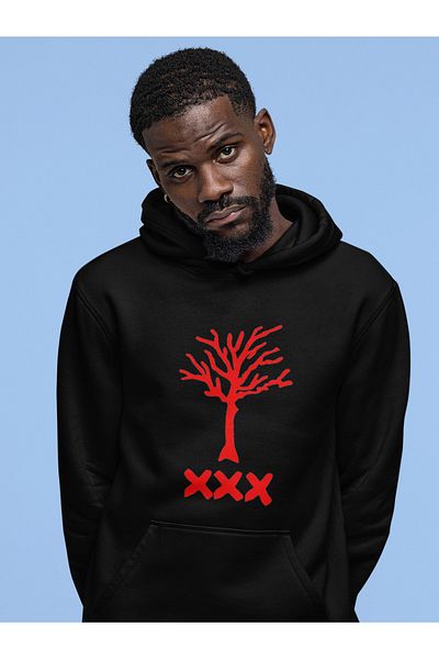 Advantage Xxx Tentacion Logo 3 κλωστών Χοντρό μαλλί εσωτερικά Μαύρο φούτερ με κουκούλα