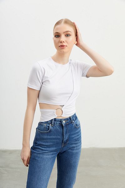 modavingo Women's Lycra Crop Badi with White Ring Accessories