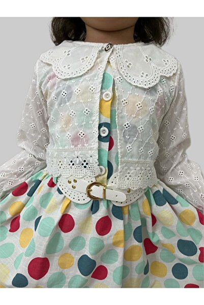 Esterella Rochie pentru fete/ Rochie cu curea cu bolero/Rochie pentru copii fără mâneci cu buline