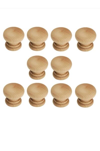 Vera Hediyelik Eşya 10 Adet Mobilya Kulp, Doğal Ham Ahşap Mantar Düğme Kulp G...