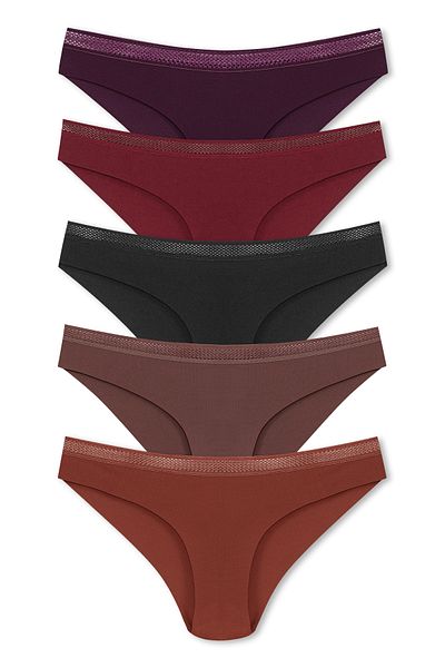 HNX Chiloți de damă pentru bikini din cauciuc, din microțesătură, 5 bucăți