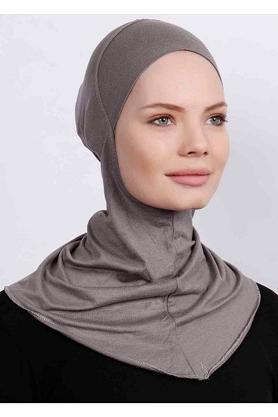 Ecardin Large Hijab Bonnet - Practical Lycra Hijab with Neck Collar Women's Ready Flexible Sports Hijab - Dark Gray