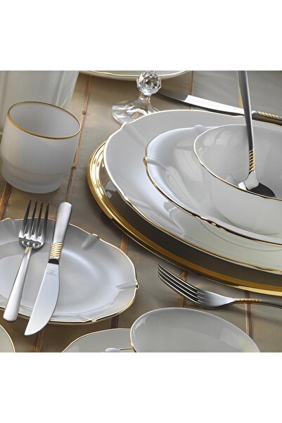 EVALIZA Magnolia Gold 12 Kişilik 60 Parça Yemek Takımı