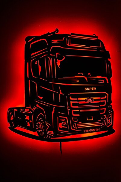 Bifikir Tasarım Ford F-max Tır, Kamyon Led Işıklı Ahşap, Mdf Duvar Süsü, Duva...