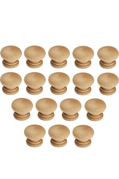 Vera Hediyelik Eşya 17 Adet Mobilya Kulp, Doğal Ham Ahşap Mantar Düğme Kulp Gürgen (vidaları Birlikte Gönderilecektir)