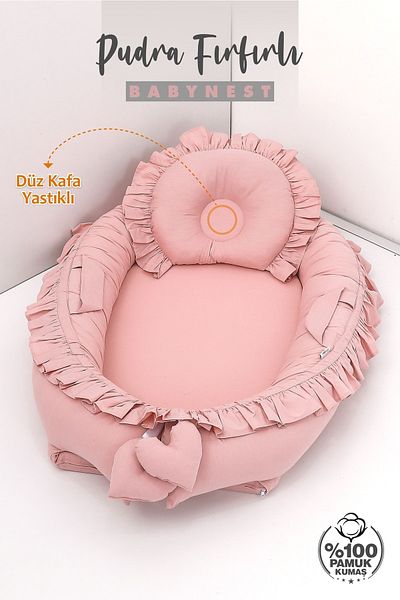 Umaybebek Babynest، سرير نوم للأطفال 0-2 سنة - 100% قطن - مسحوق مكشكش