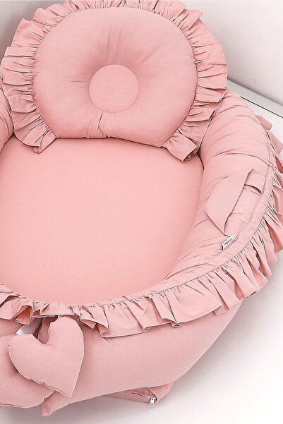 Umaybebek Babynest, Baby Sleeping Bed 0-2 Years - 100% Cotton - Powder Ruffle