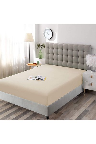 VESSİNOHOME Only Cotton Elastic Sheet Single Double King Size 57 Wire Fabric Size White-coloured