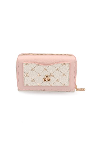 Ysmn Γυναικείο πορτοφόλι & θήκη για κάρτες με πολλά διαμερίσματα, πολλά διαμερίσματα με οπτικά κουμπιά, με λογότυπο, μπεζ/πούδρα Yc100001slg