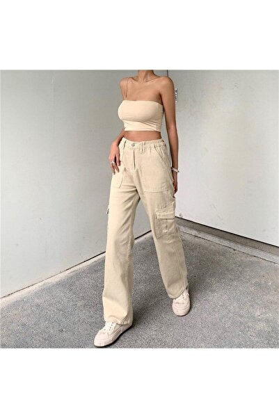 Gofeel Y2k Cream Cargo Pants