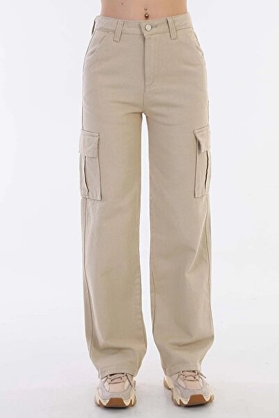 Gofeel Y2k Cream Cargo Pants