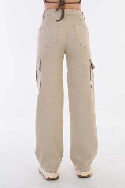 Gofeel Y2k Cream Cargo Pants