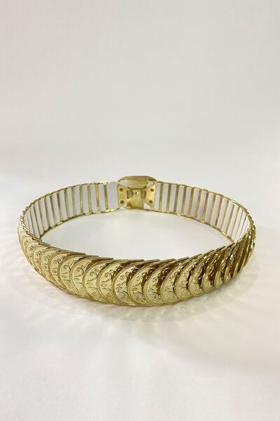 Hobigram Золотистий ремінь на гумці – спеціальний дизайн, аксесуар, якісне виготовлення, привабливий стиль