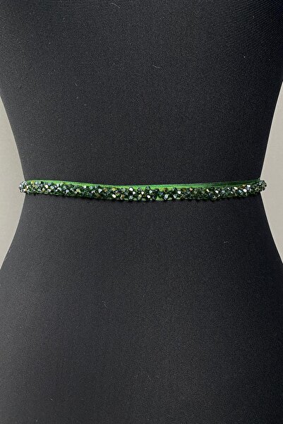 Hobigram Accesoriu pentru rochie de seară cu mărgele de cristal verde smarald – centură, design elegant, accesoriu pentru femei