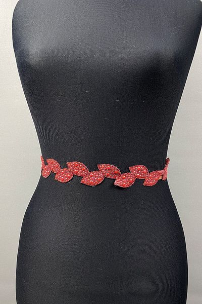 Hobigram Curea lucrată manual Curea roșie pentru rochie și accesoriu pentru talie – centură, design elegant, accesoriu pentru femei