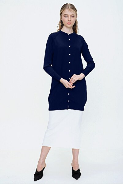 Nuss Mercerized Knitwear Cardigan Medium Size H-300 Navy Blue