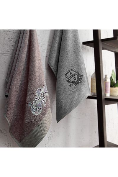 Taç Mild Bamboo Bath Set Plum Anthracite