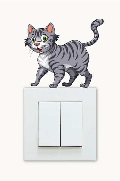 NeoPrint Стикери за контакт на сива котка с котешка грива