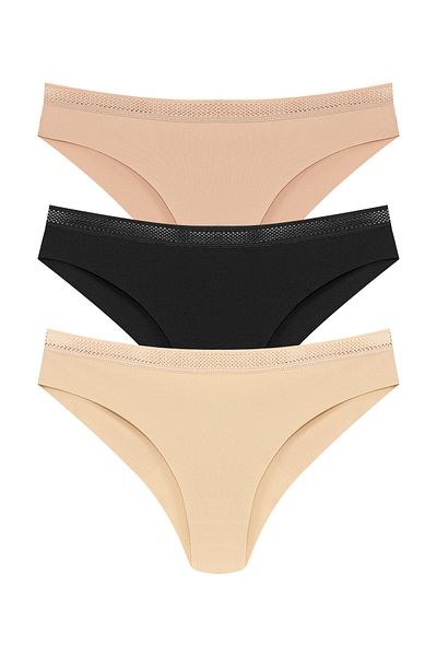HNX 3-Piece Micro Laser Cut Honeycomb Rubber Ghost Brazil Women's Panties