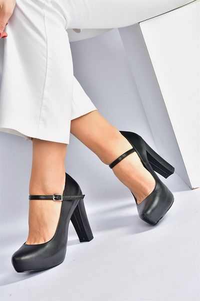 Fox Shoes Black Platform Heeled Women's Evening Dress Shoes M348007209