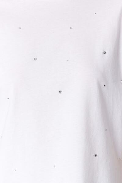 Trendyol Collection Πλεκτό μπλουζάκι Relaxed Fit Crew Neck Λευκή Πέτρα Λεπτομέρεια Πλεκτό - 100% Βαμβάκι TWOSS23TS00153