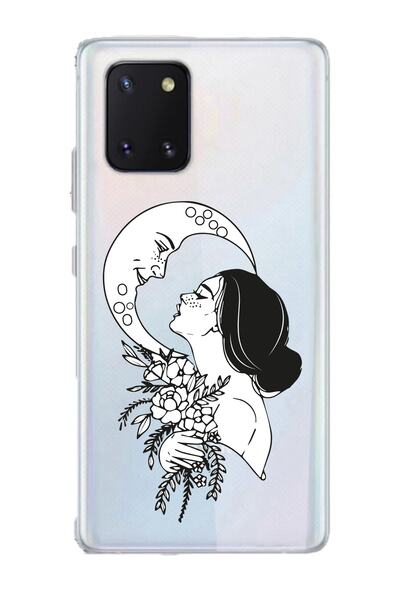 Merwish Samsung Note10 Lite Uyumlu Şeffaf Kapak Aykız Desenli Kılıf