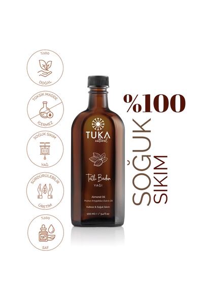TUKA NATURAL زيت اللوز الحلو العضوي 100 مل (معصور على البارد)