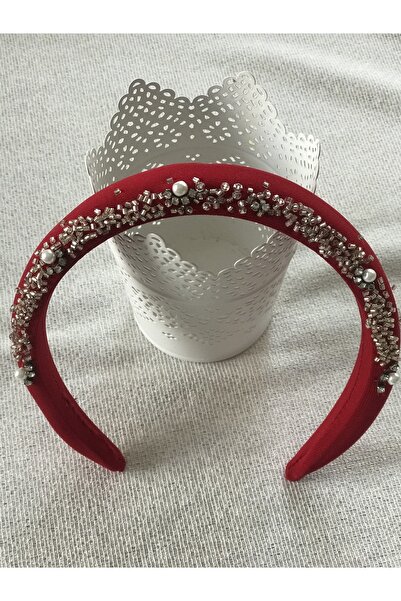 ntsaccesories Kırmızı Kadın Taç Saç .el Işlemesi Taç