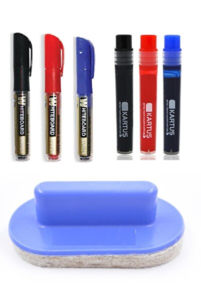 Rubenis Kartuşlu Tahta Kalemi + Yedek Kartuş + Silgi 3 Renk (7 Parça)