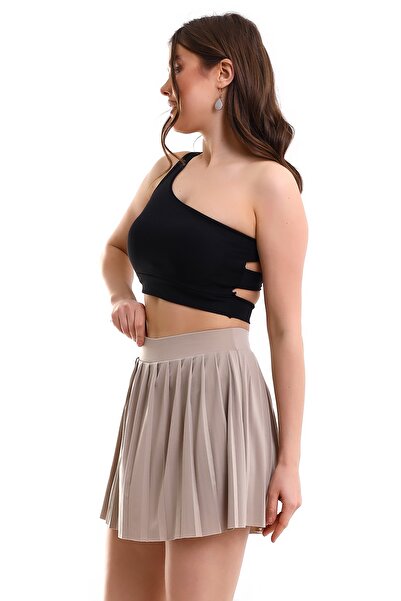 winmoda Жіноча спідниця-шорти каменного кольору з плісировкою