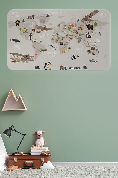 dericom Educational World Map - Kids and Baby Room Wall Sticker
