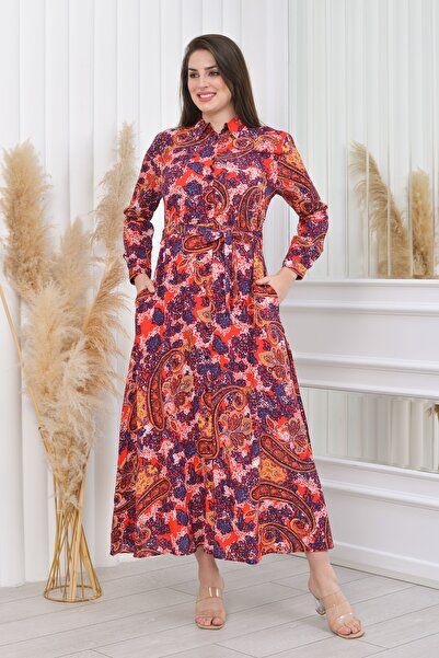 CİXAPLE Rochie lungă din viscoză cu guler cămașă