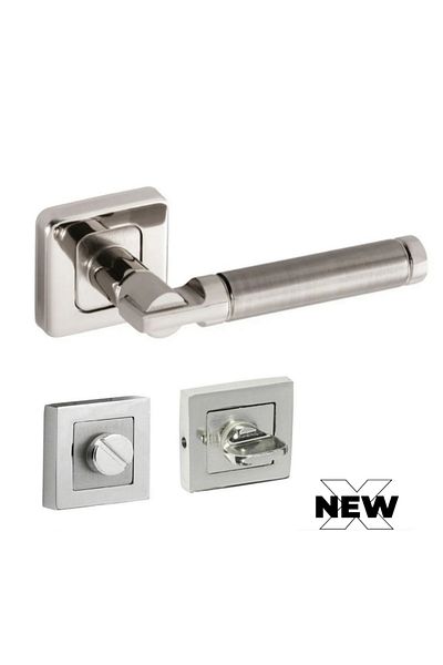 ARON Sofuoğlu Lux Şebboy Aluminum Steel - Stainless Square Rosette (BATHROOM - WC) Door Handle Nickel Satin
