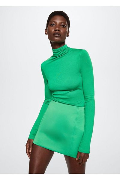MANGO Woman Tricou tricotat cu guler înalt