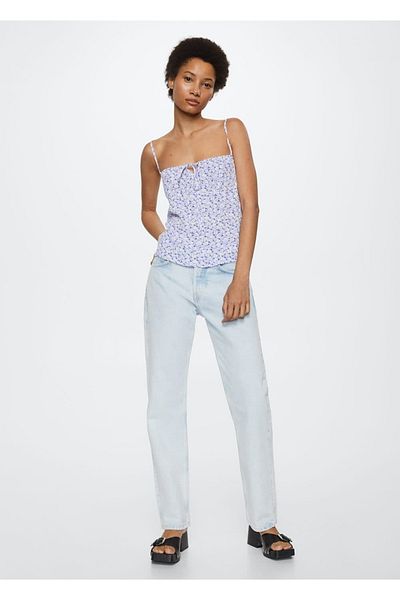 MANGO Woman Bluză cu flori cu model