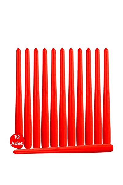 homeartplus 10 'lu yılbaşı kırmızı Renk Şamdan Mumu 2.2 cm çap