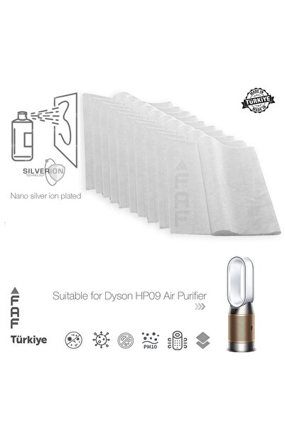 FAF FİLTRE 10 Adet Dyson Hp09 Uyumlu Gümüş Iyonlu Elektrostatik Toz Tutucu Ön...