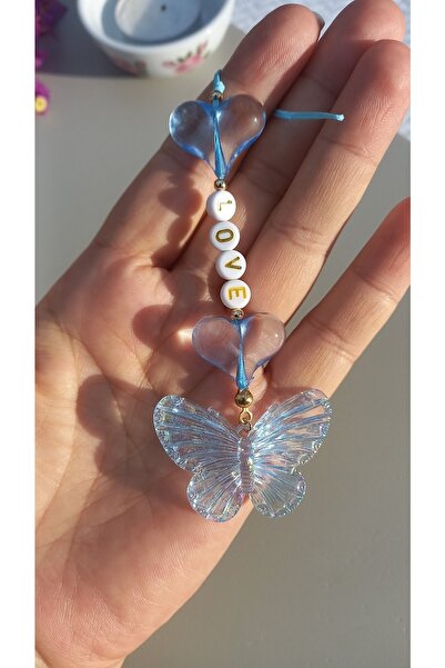 Atolye Ferda Kelebek Figürlü Kalp Detaylı Telefon Charmı Telefon Süsü (love)