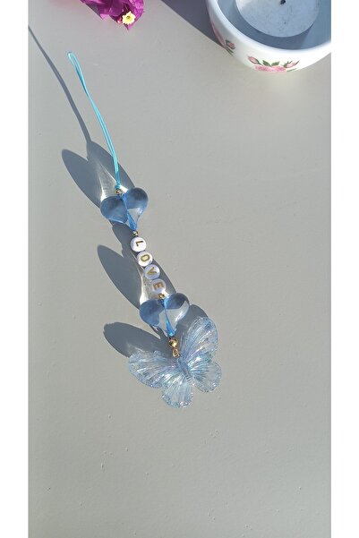 Atolye Ferda Kelebek Figürlü Kalp Detaylı Telefon Charmı Telefon Süsü (love)