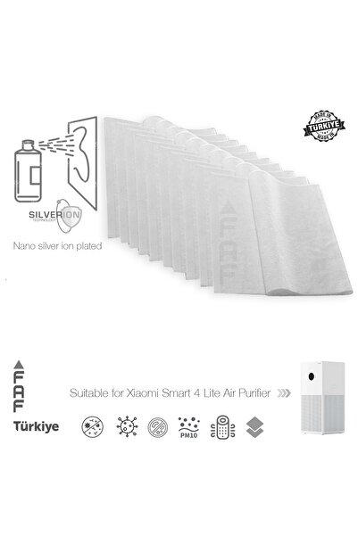 FAF FİLTRE 10 Adet Xiaomi Smart Air Purifier 4lite Uyumlu Gümüş Iyonlu Elektrostatik Toz Tutucu Ön Filtre