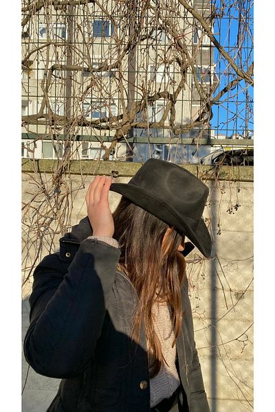laviyonsa Cowboy Felt Curled Hat Unisex