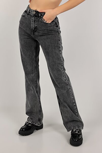 Trn JNS Patricia Smoked Power Lycra Super ψηλόμεσο φαρδύ τζιν Palazzo παντελόνι φαρδύ πόδι