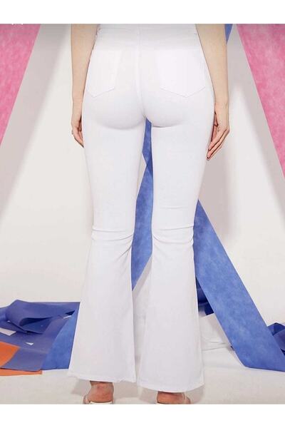 geenz manifacture Flared Leg White Jeans Power Lycra High Waist Jean