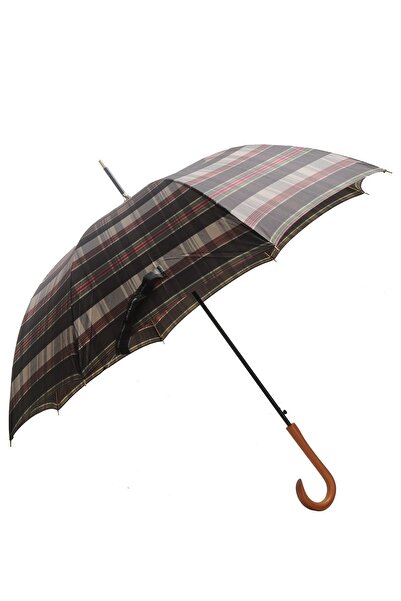 louisiana polo Snotline Lüx Baston Şemsiye Kahve Yeşil Çizgili Ekose Desenli